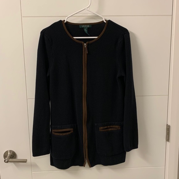 Ralph Lauren Black Brown Detailing Jacket‎ Cotton - Picture 1 of 4